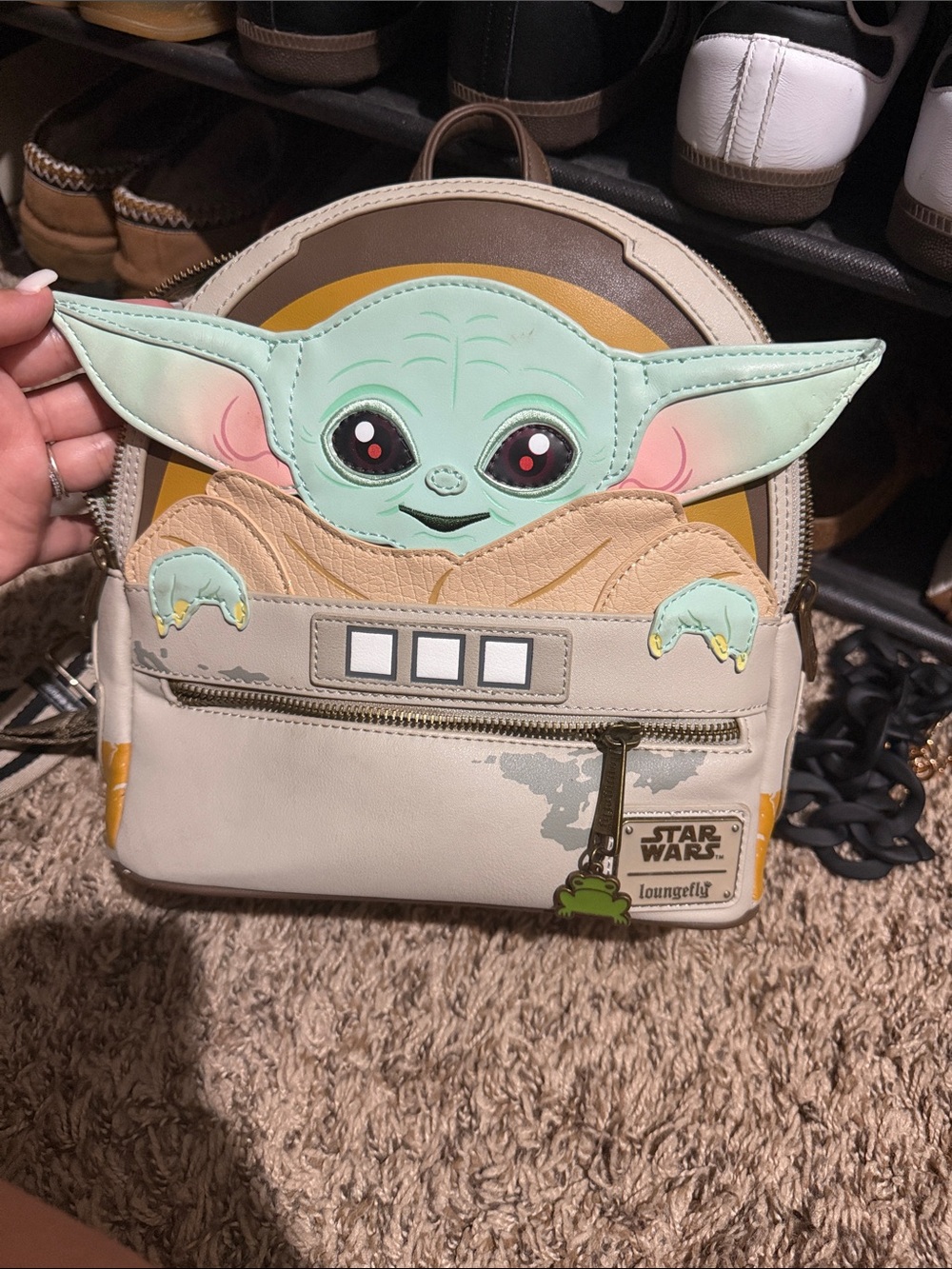 Loungefly The Child Mini Backpack in Mint, Cream & Tan